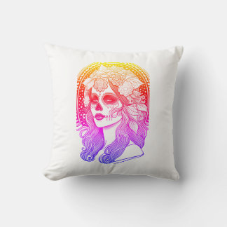 Día De Los Muertos, regenbogenfarben Kudde