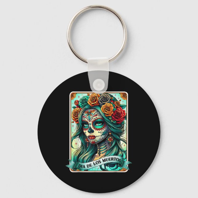 Dia de Los Muertos Ro: De grönas kvinnodag Nyckelring (Framsida)
