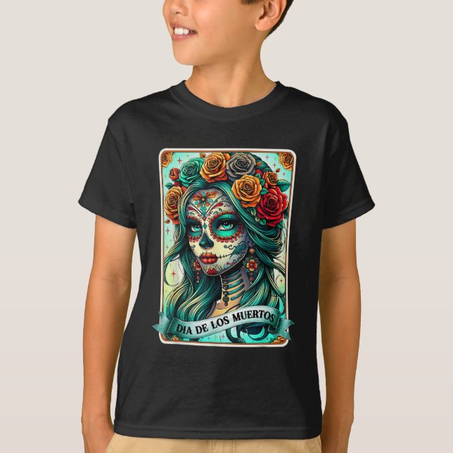 Dia de Los Muertos Ro: De grönas kvinnodag T Shirt (Framsida)