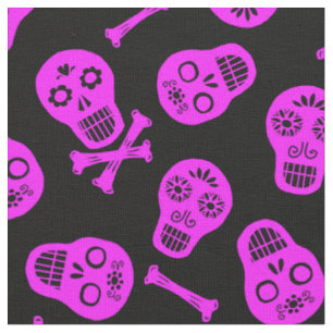 Dia de los Muertos Rosa Pappra Döskallar Mönster Tyg
