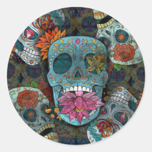 Dia De Los Muertos Runt Klistermärke