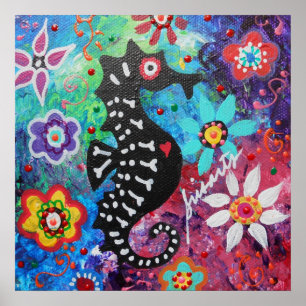 Dia de los Muertos Seahorse Poster