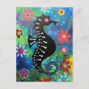 Dia de los Muertos Seahorse Vykort