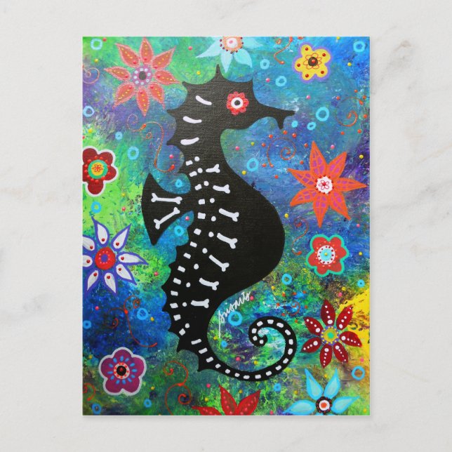 Dia de los Muertos Seahorse Vykort (Framsida)