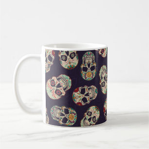 Dia de los muertos seamless mönster med sockersku kaffemugg