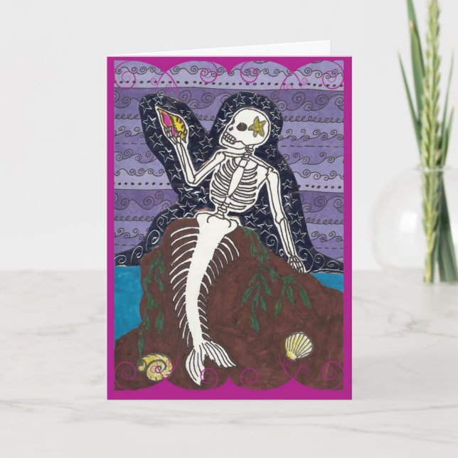 Dia de Los Muertos Sjöjungfru Card Kort (Framsida)