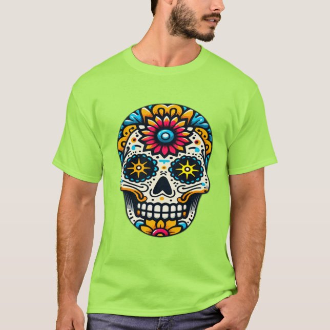 Dia de los Muertos skalle 11 T Shirt (Framsida)