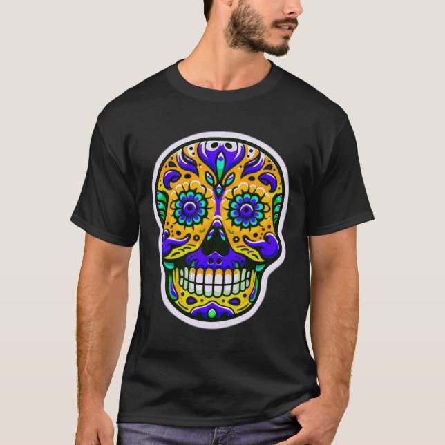 Dia de los Muertos skalle 8 T Shirt (Framsida)