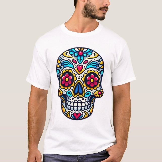 Dia de los Muertos skalle 9 T Shirt (Framsida)