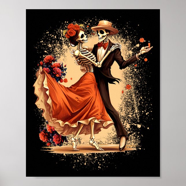 Dia De Los Muertos Skeletons Dancing Mexican Day O Poster (Framsidan)