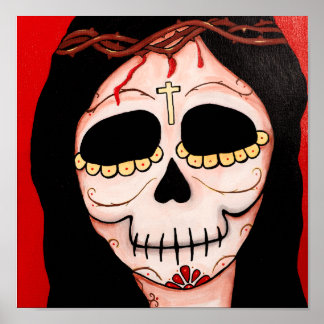 Dia de los Muertos Skeletons Jesus Skriv ut Poster