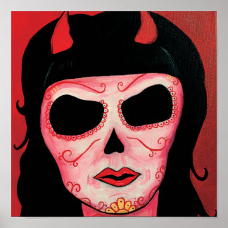 Dia de los Muertos Skeletons Satan Print Poster
