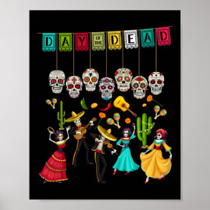 Día De Los Muertos Skelett - Mexikansk Dag Av D Poster