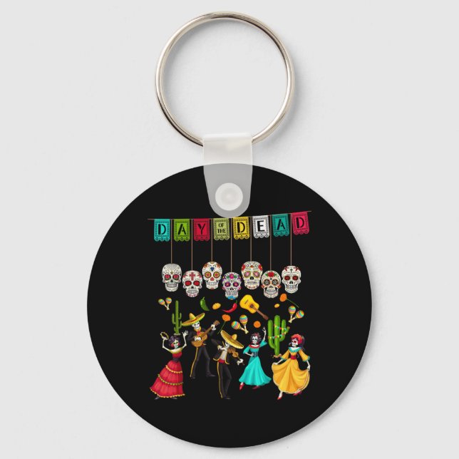 Día De Los Muertos Skelett - Mexikansk Dag För De Nyckelring (Framsida)