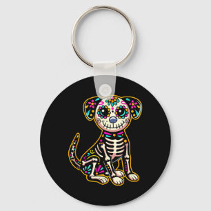 Dia De Los Muertos Skelett Socker Skalle Hund Dag Nyckelring