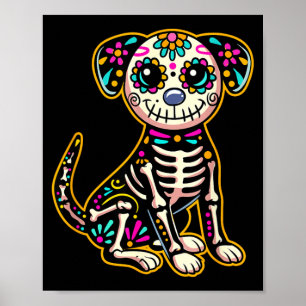 Dia De Los Muertos Skelett Socker Skalle Hund Dag Poster
