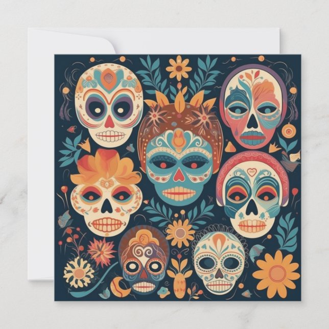"Dia de los Muertos", Skull Canvas Studio Inbjudningar (Framsida)
