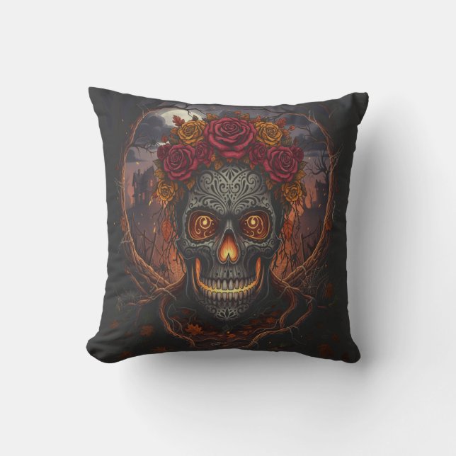 Día de los Muertos Skull, Gothic dekorativ kudde (Framsida)