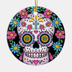 Dia de los Muertos Skull Julgransprydnad Keramik