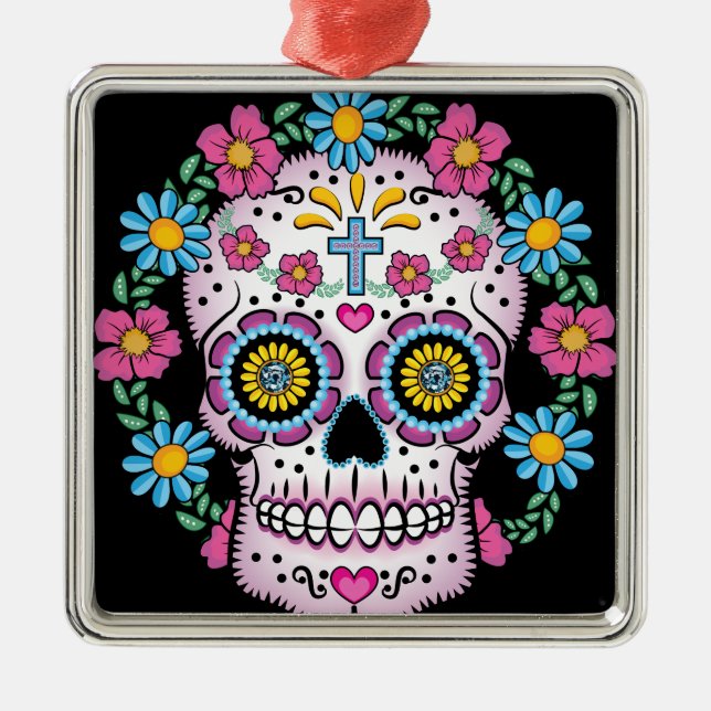 Dia de los Muertos Skull Julgransprydnad Metall (Framsidan)