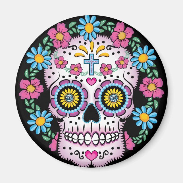 Dia de los Muertos Skull Magnet (Framsidan)