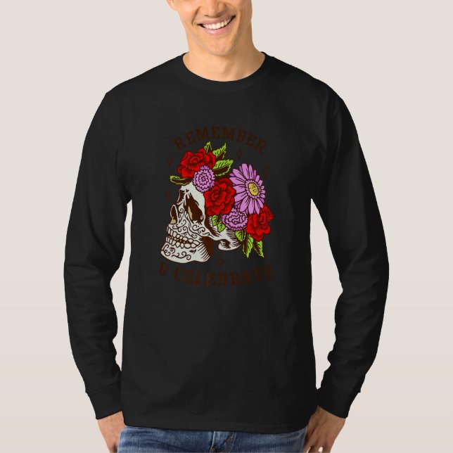 Dia De Los Muertos Skull Mask Roses Premium T Shirt (Framsida)