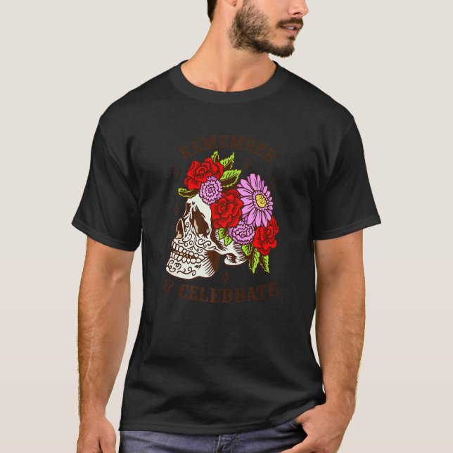 Dia De Los Muertos Skull Mask Roses Premium T Shirt (Framsida)