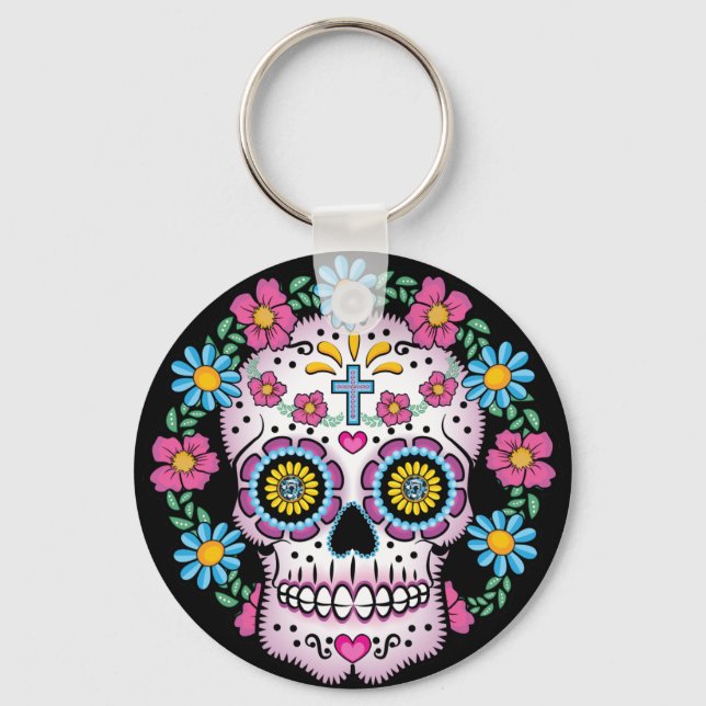 Dia de los Muertos Skull Nyckelring (Framsida)