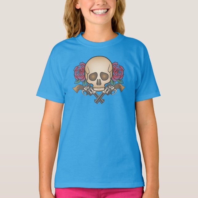 Dia de los Muertos Skull och Guns | Ringer Shirt T Shirt (Framsida)