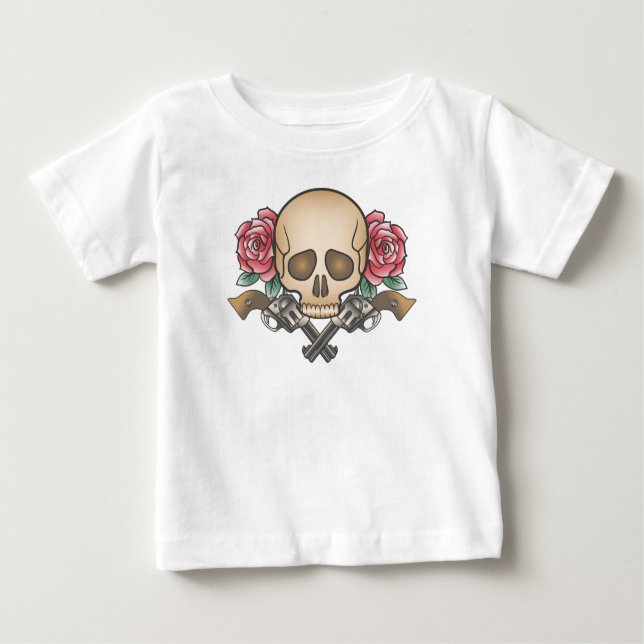 Dia de los Muertos Skull och Guns | Ruffle Tee (Framsida)