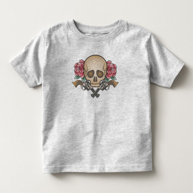 Dia de los Muertos Skull och Guns | Shirt T Shirt (Framsida)