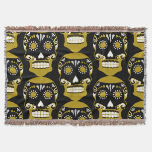 Día De Los Muertos Skull Skriv ut Filt