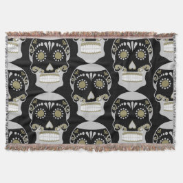 Día De Los Muertos Skull Skriv ut Filt