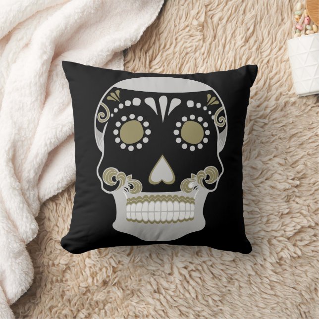 Día De Los Muertos Skull Skriv ut Kudde (Filt)