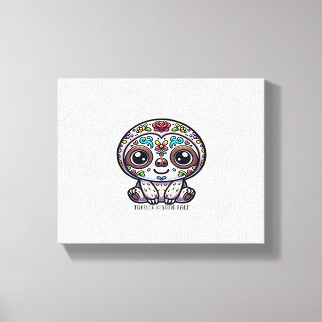 Dia De Los Muertos Sloth Active T-Shirt Canvastryck (Framsida)