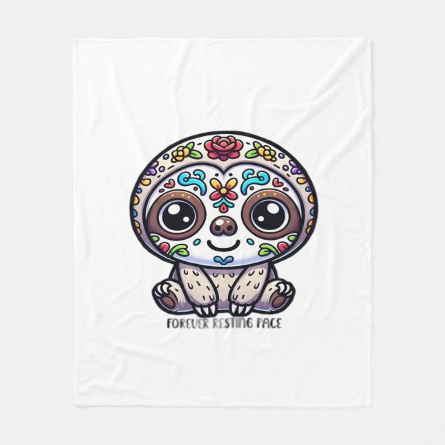 Dia De Los Muertos Sloth Active T-Shirt Fleecefilt (Framsidan)