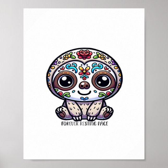 Dia De Los Muertos Sloth Active T-Shirt Poster (Framsidan)