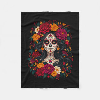 Dia de los muertos socker skalle catrina död dag fleecefilt