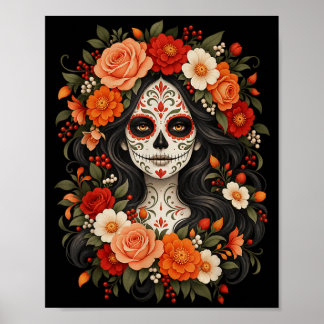 Día de los muertos socker skalle catrina död dag poster