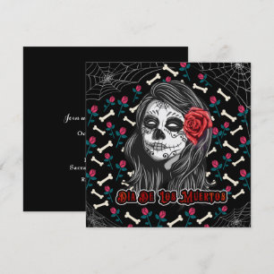 DIA DE LOS MUERTOS SOCKER SKALLE Flicka & Röda ROS Inbjudningar
