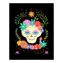 Día de los Muertos Socker Skalle Konsttryck