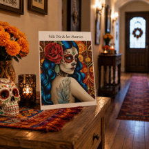 Día de los Muertos Socker Skalle Kvinna Röd Ros