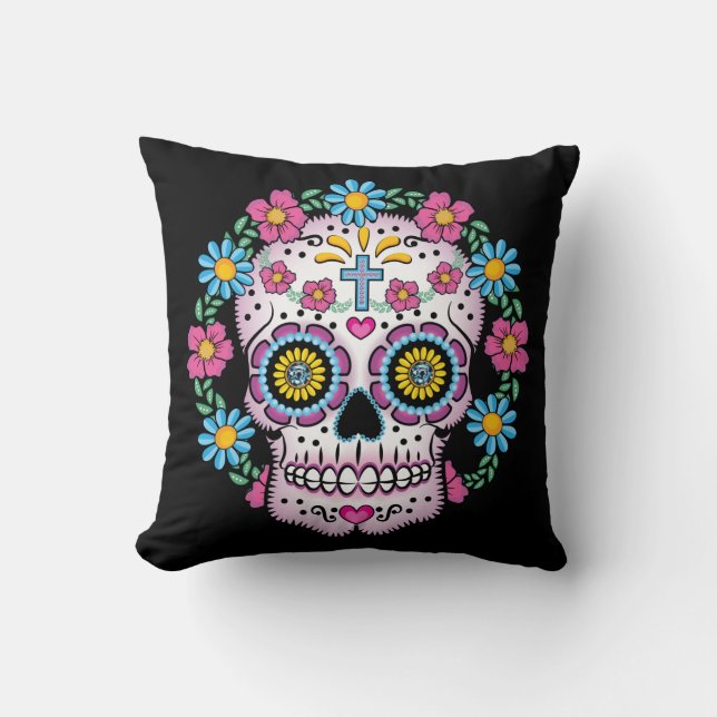Dia de los Muertos Sockerskalle Kudde (Framsida)