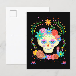 Día de los Muertos Sockersock Skull Vykort