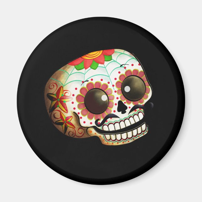 Dia de Los Muertos Sugar Skull Art Magnet (Framsidan)