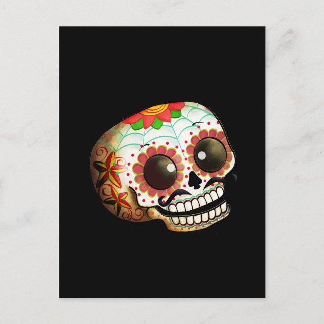 Dia de Los Muertos Sugar Skull Art Vykort (Framsida)