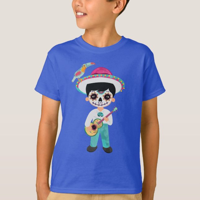 Dia De Los Muertos Sugar Skull Boy T Shirt (Framsida)
