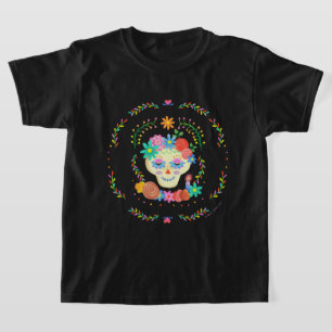 Día de los Muertos Sugar Skull Circular Design T Shirt
