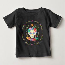 Día de los Muertos Sugar Skull Circular Design T Shirt