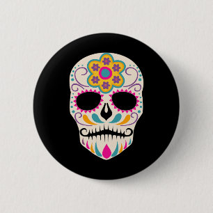 Dia de Los Muertos Sugar Skull, den spanska dagen  Knapp